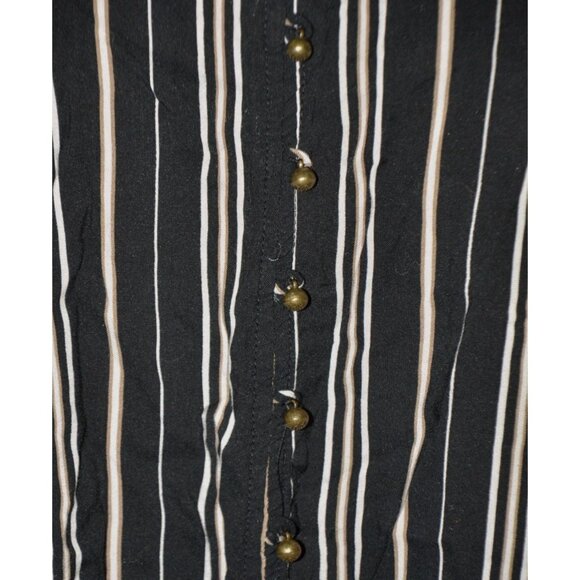 Maurices Black Button Front V-Neck 3/4 Sleeve Striped Blouse Top Size 2X - Picture 3 of 11